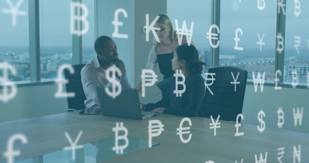 Global Financial Team Collaboration in Modern Office Setting