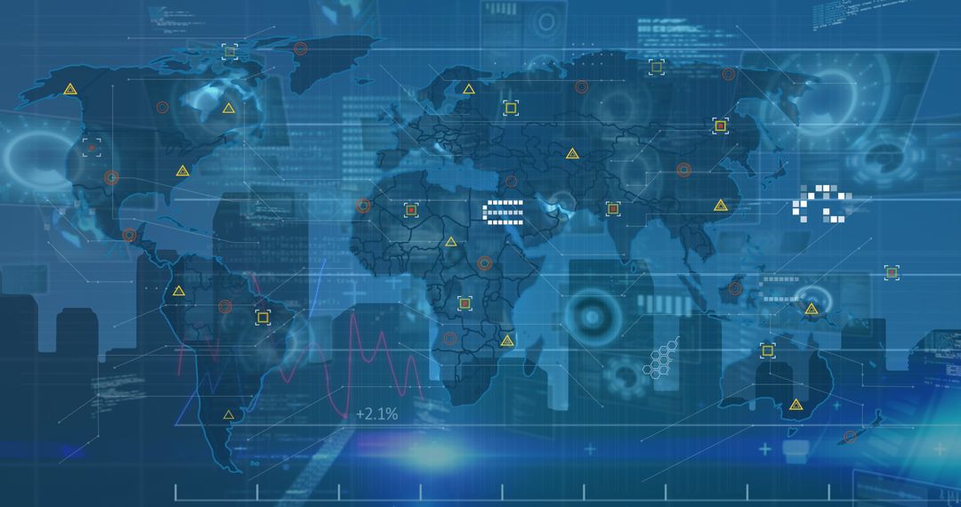 Global Digital Data Network with World Map Interface - Free Images, Stock Photos and Pictures on Pikwizard.com