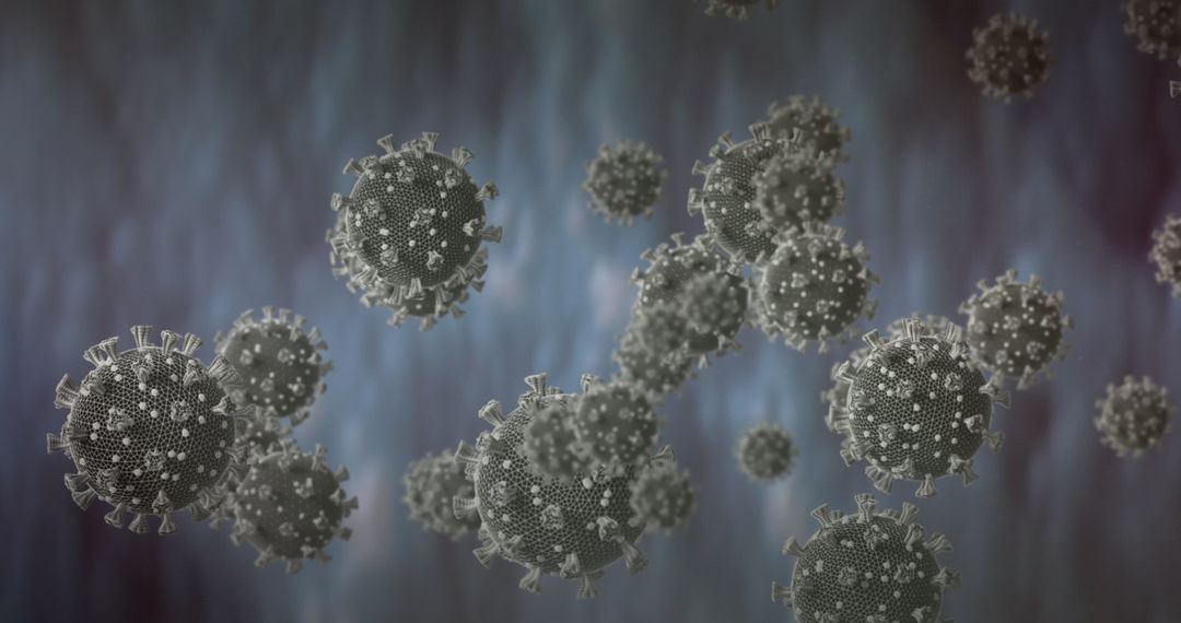 Microscopic View of Virus Cells Against Blurred Background