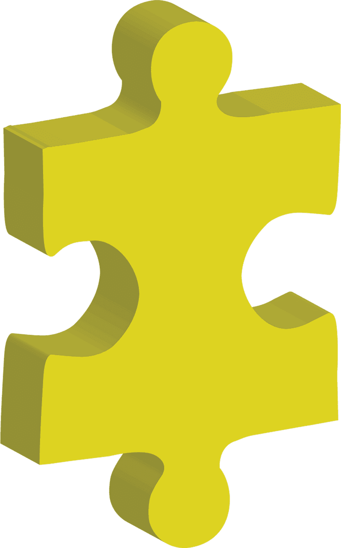 Yellow Puzzle Piece Isolated on Transparent Background
