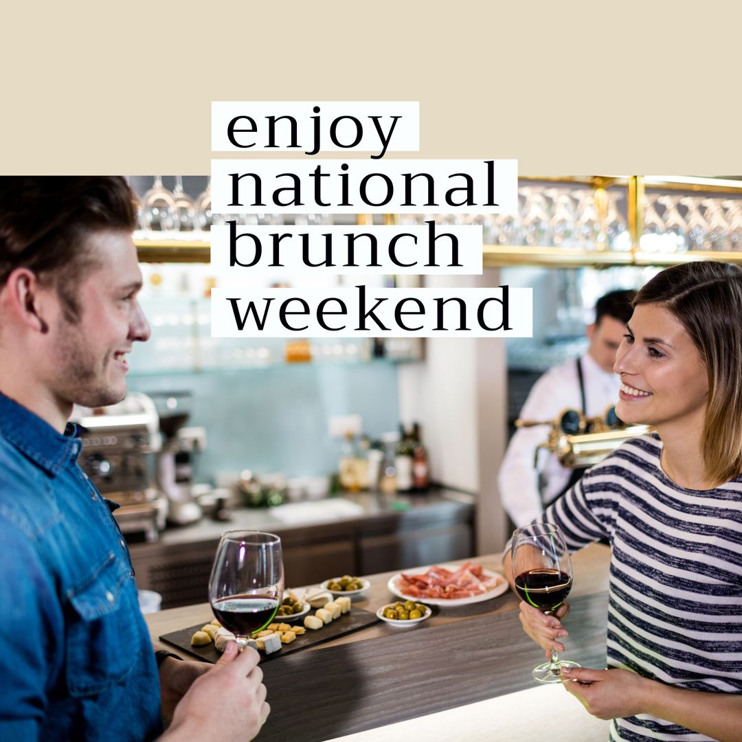 Couple Celebrating National Brunch Weekend with Wine