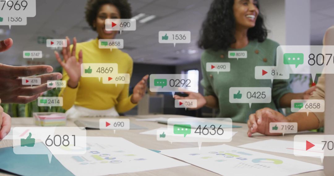 Team Meeting with Digital Interaction Analyzing Growth Data