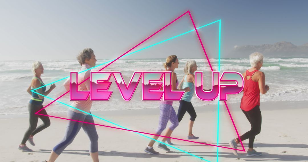 Group of Women Exercising Together on Beach