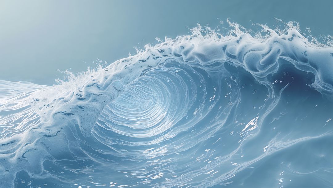 Massive Ocean Wave Curling Into Dynamic Vortex
