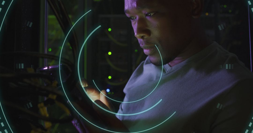 Cybersecurity Expert Analyzing Network Coverage in Data Center