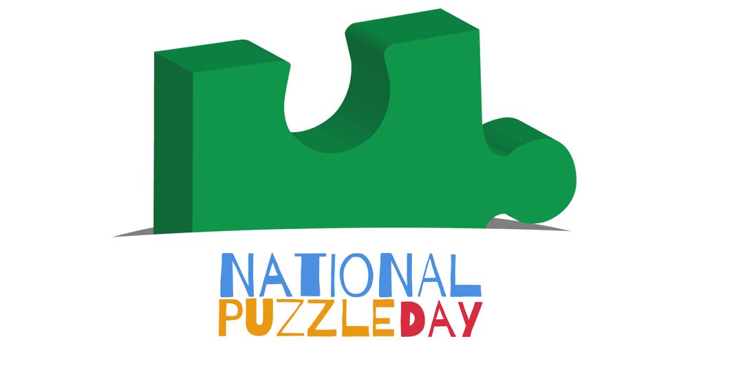 Celebration of National Puzzle Day Concept with Green Puzzle Piece