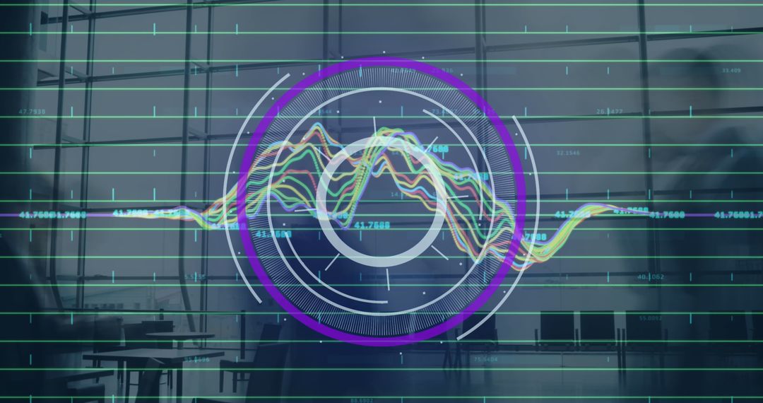 Digital Data Analyzer Over Business Office Background