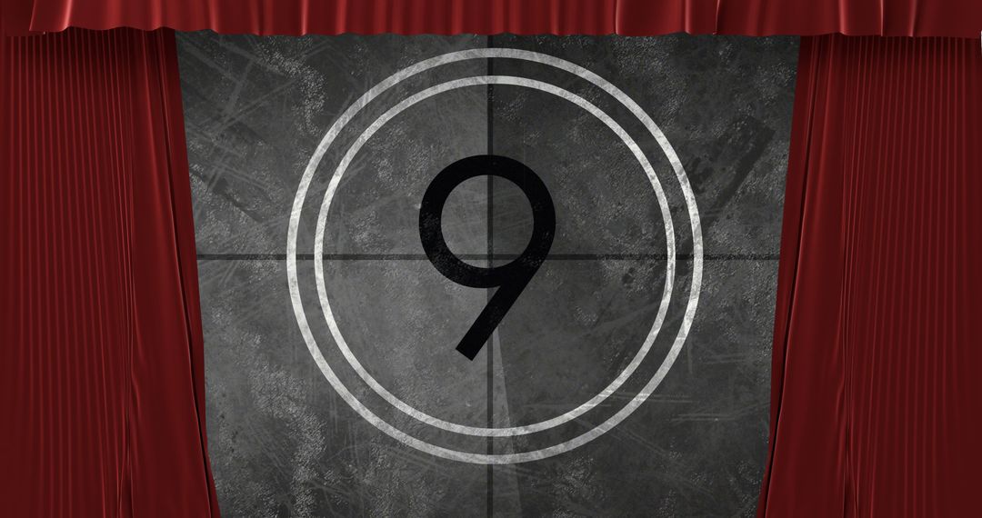 Vintage Film Countdown Timer on Red Curtain Background - Free Images, Stock Photos and Pictures on Pikwizard.com