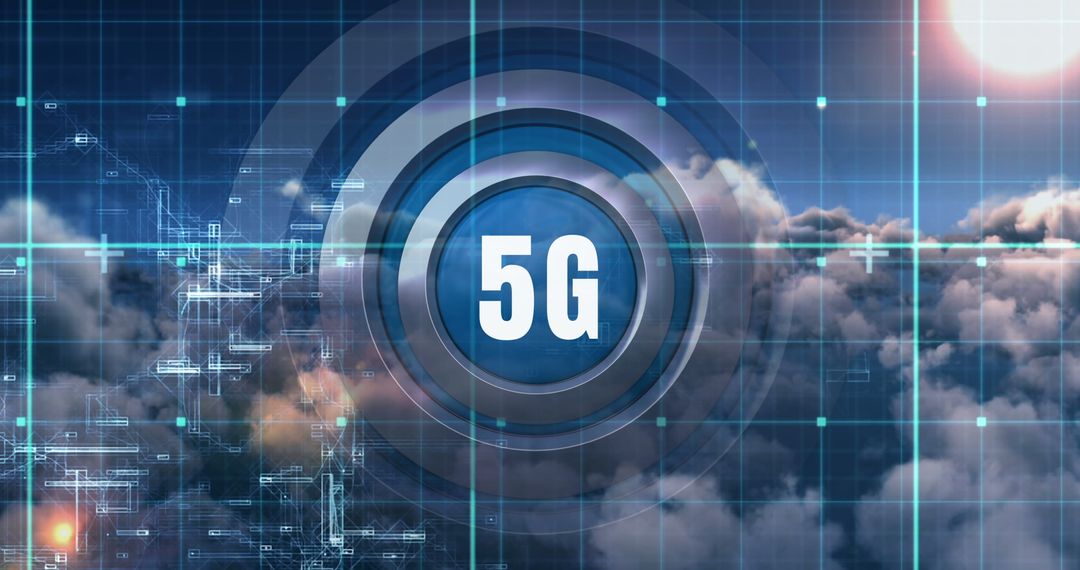 5G Connectivity Above Clouds with Futuristic Network Background