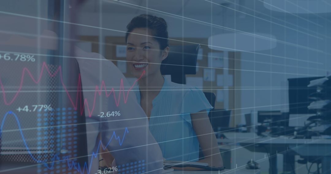 Business Colleagues Discussing Data with Graphs Overlay