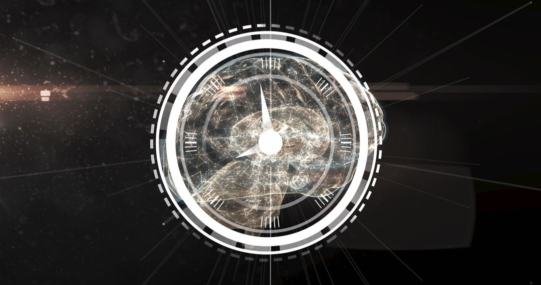 Digital Clock Overlapping Brain Illustrates Time and Science Connections
