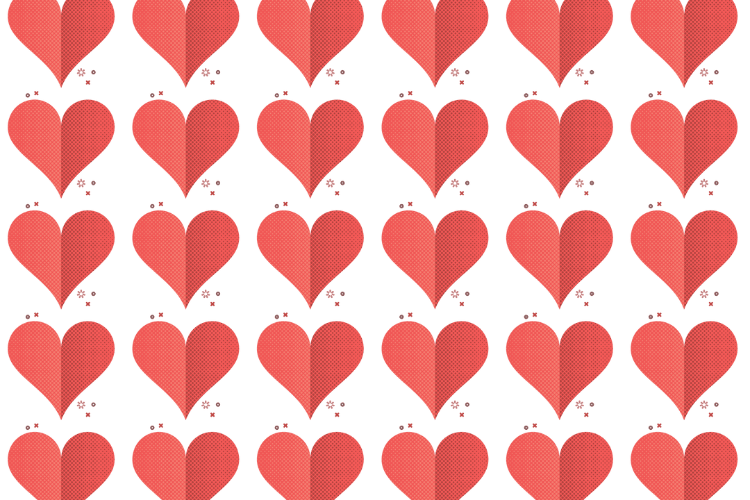 Red Heart Pattern Artwork on Transparent Background