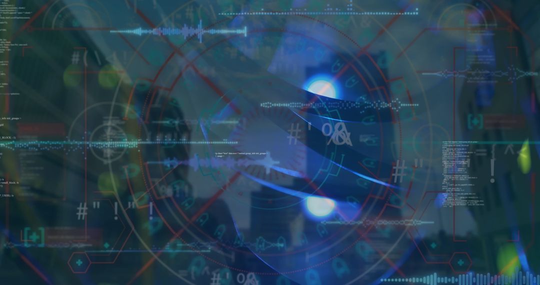 Futuristic Digital Interface with Data Analytics and Abstract Elements