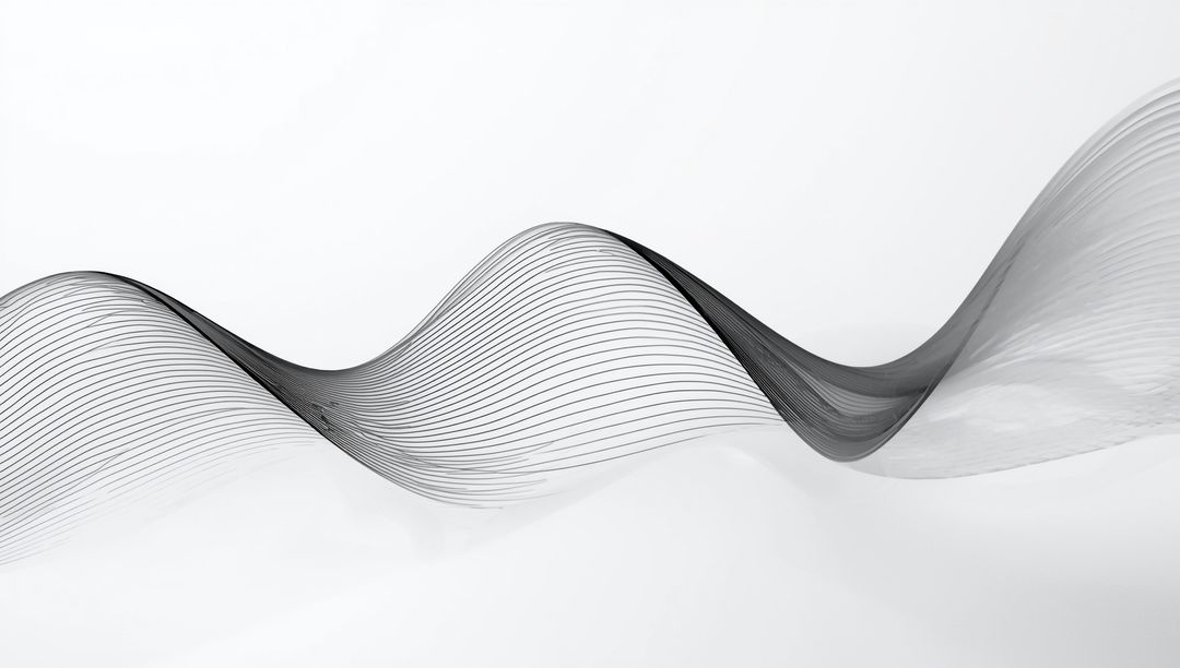 Abstract Undulating Black Ribbon Flowing on White