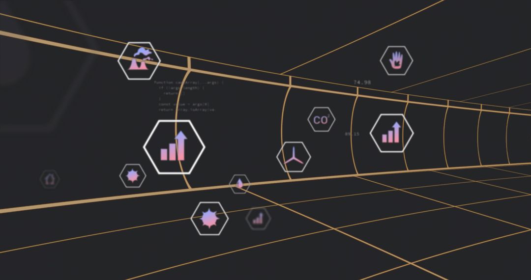 Futuristic Data Corridor with Extended Hexagonal Panels