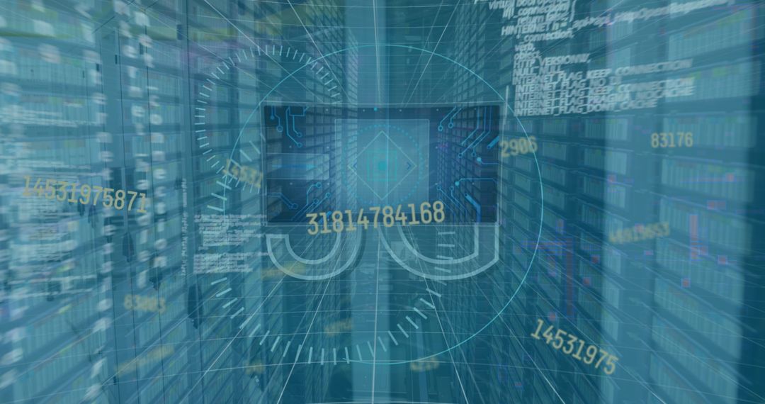 5G Technology Overlaid with Data and Servers in Digital Concepts