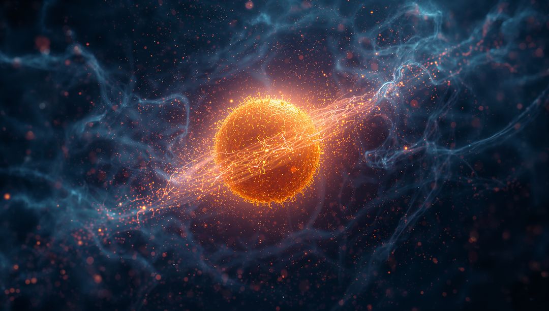 Glowing Particle Sphere with Luminous Ring in Cosmic Space