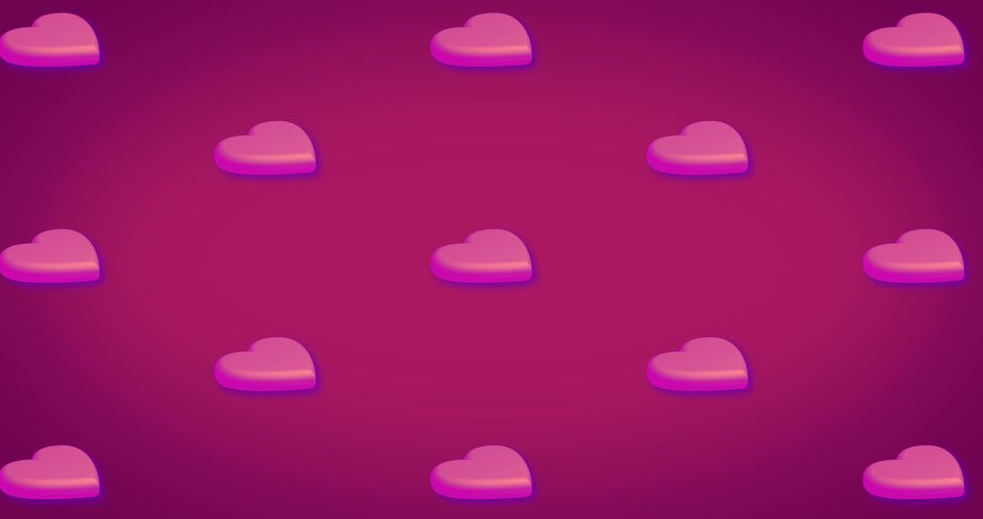 Repeating Pink Hearts on Red Gradient Background Illustrating Romantic Pattern