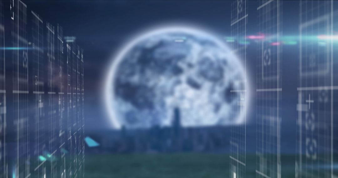 Digital Data Flow with Futuristic Earth Background