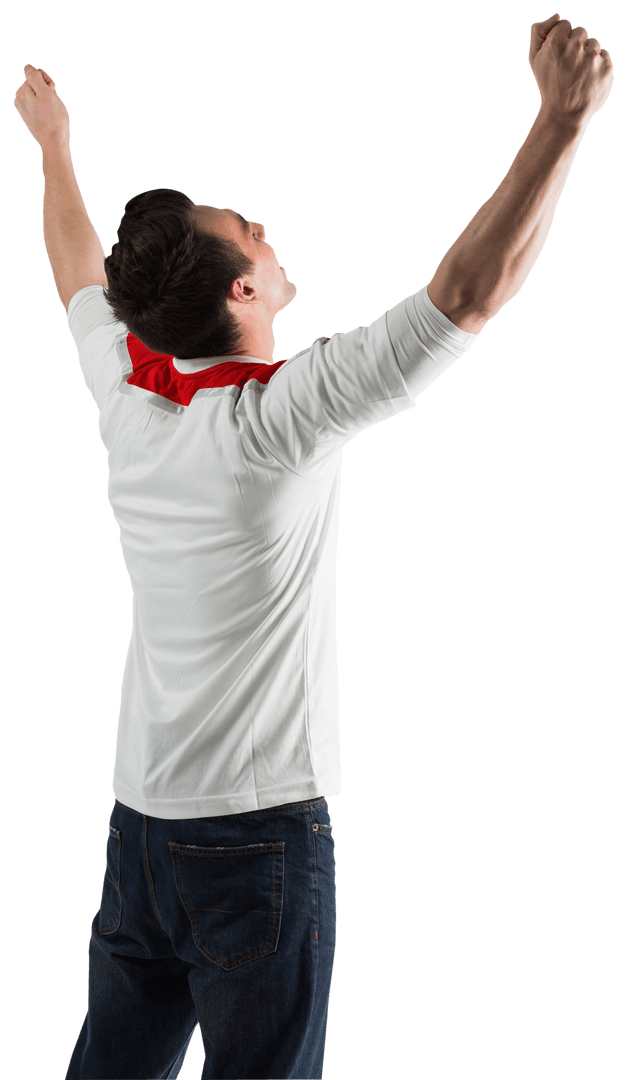Excited Sports Fan Cheering in Transparent Background