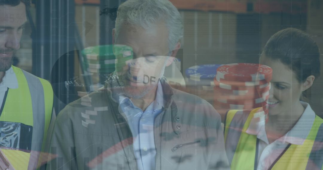 Team Collaborating with Virtual Interface and Digital Data