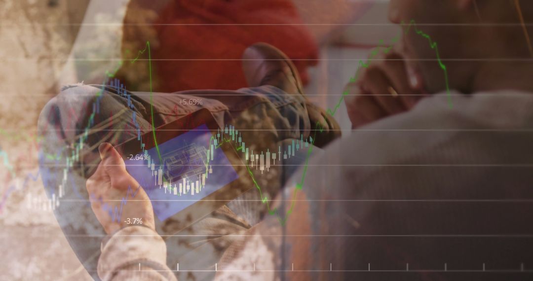 Man Analyzing Stock Market Trends at Home with Tablet