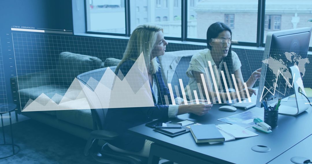 Professional Team Collaborating on Data Analysis in Modern Office