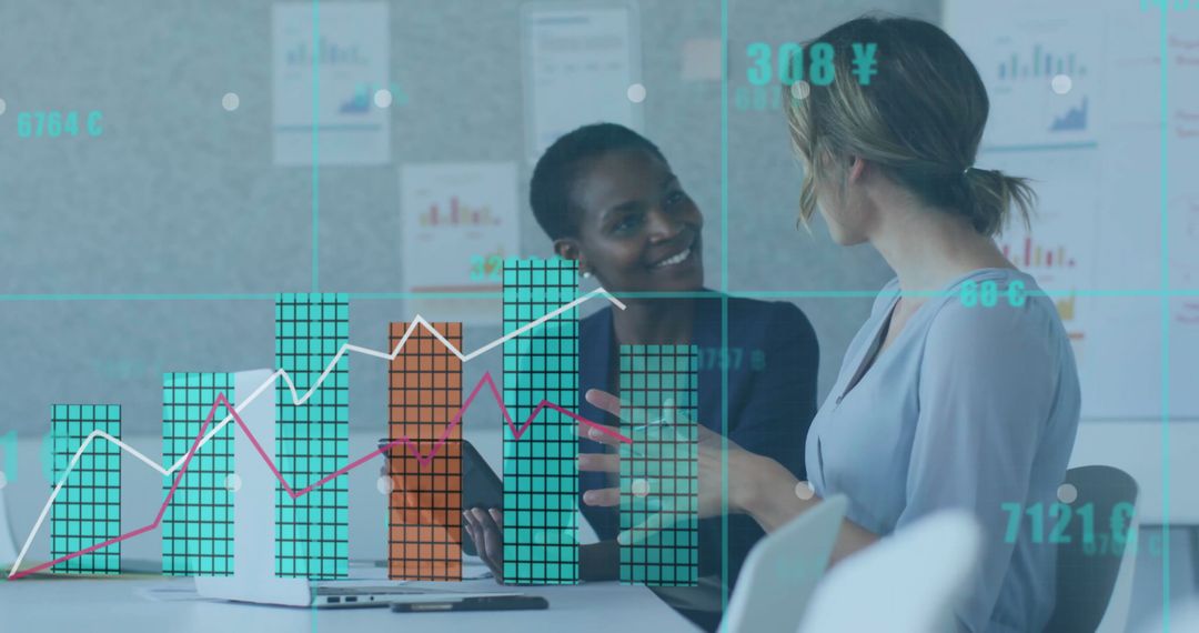 Collaborative Business Meeting with Financial Analytics in Office