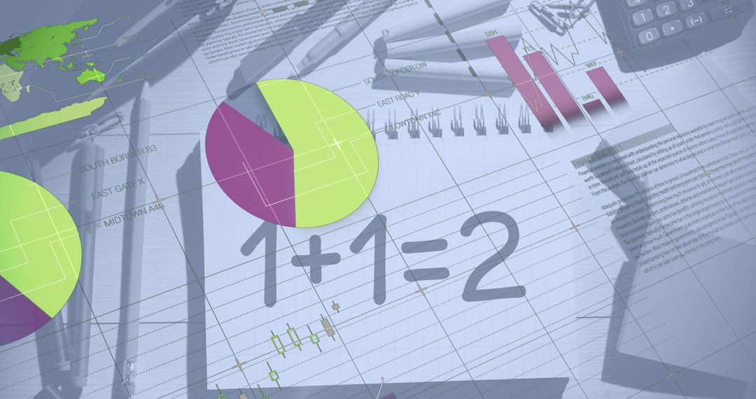 Abstract Financial Analysis with Pie Charts and Graphs