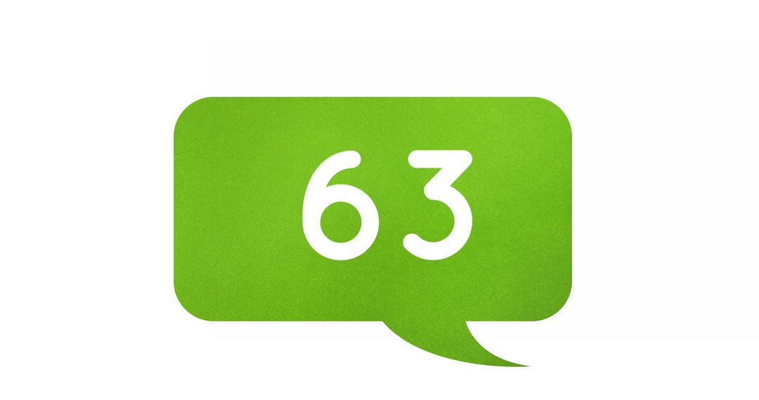 Green Chat Bubble with Number Count on White Background