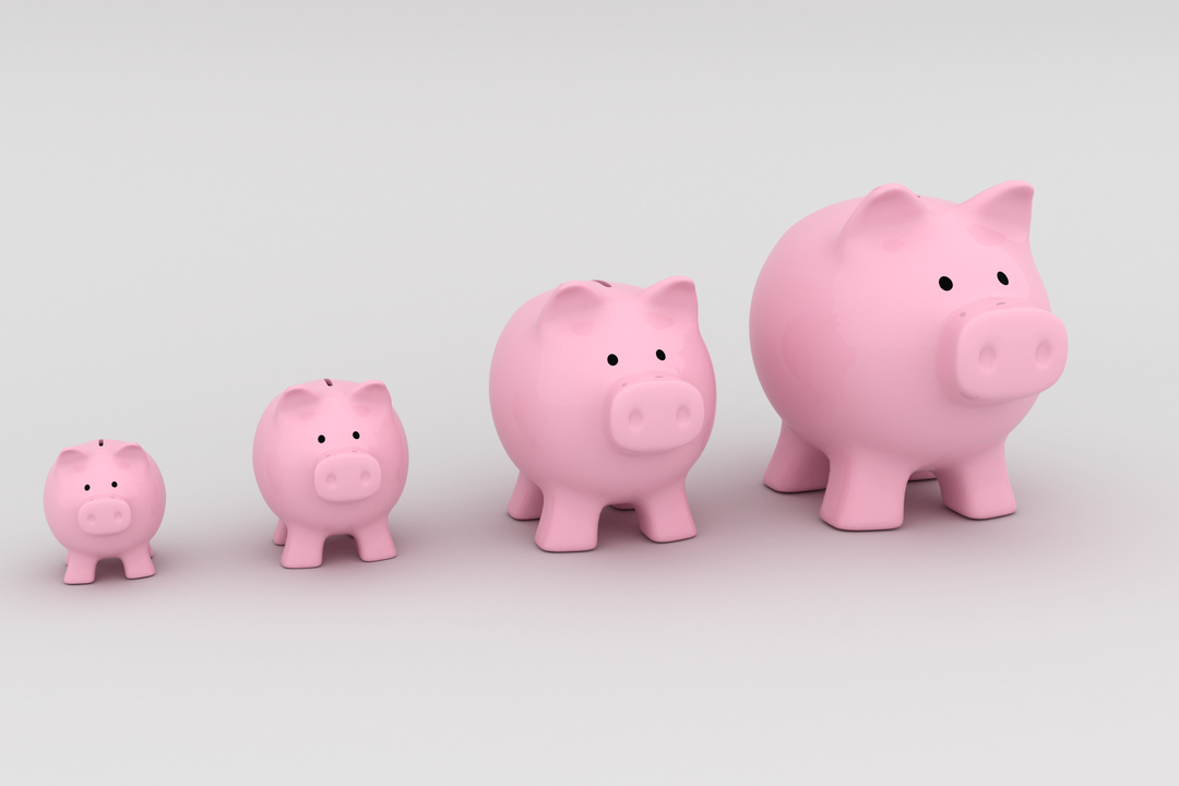 Transparent background pink piggy banks in increasing sizes arrangement - Download Free Stock Images Pikwizard.com