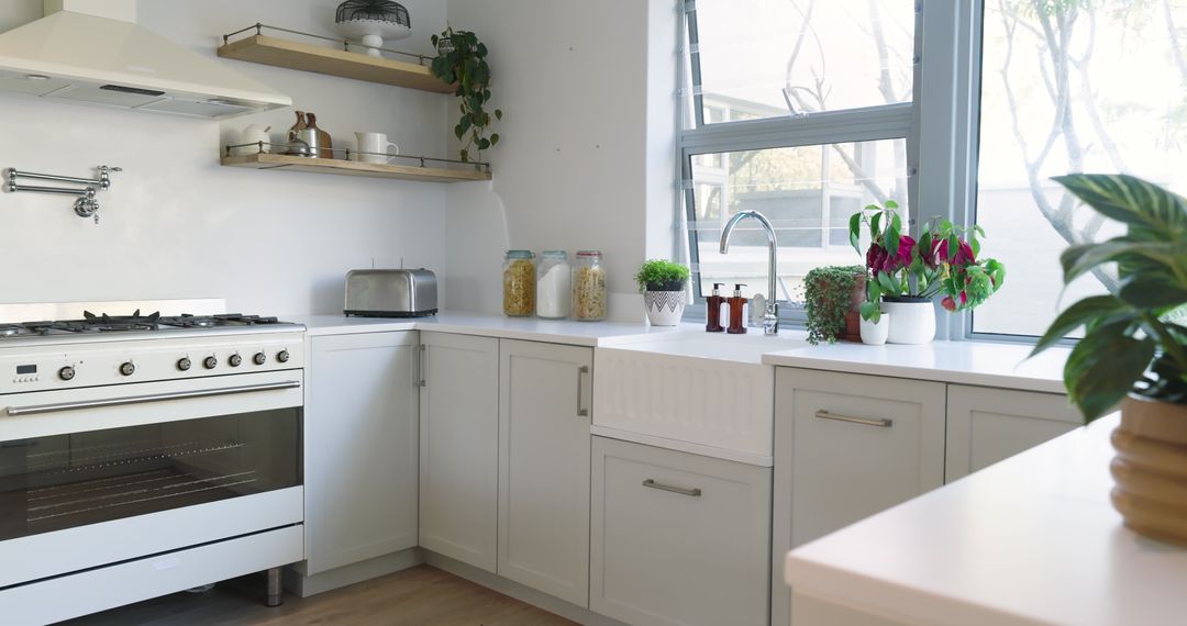 Contemporary kitchen with apron-front sink and rustic decor