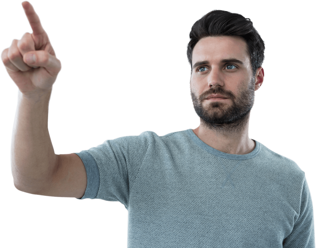 Man Interacting with Transparent Touchscreen Technology - Download Free Stock Images Pikwizard.com