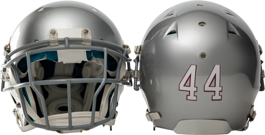 Silver Transparent Football Helmets with Face Masks Front and Back View - Download Free Stock Images Pikwizard.com