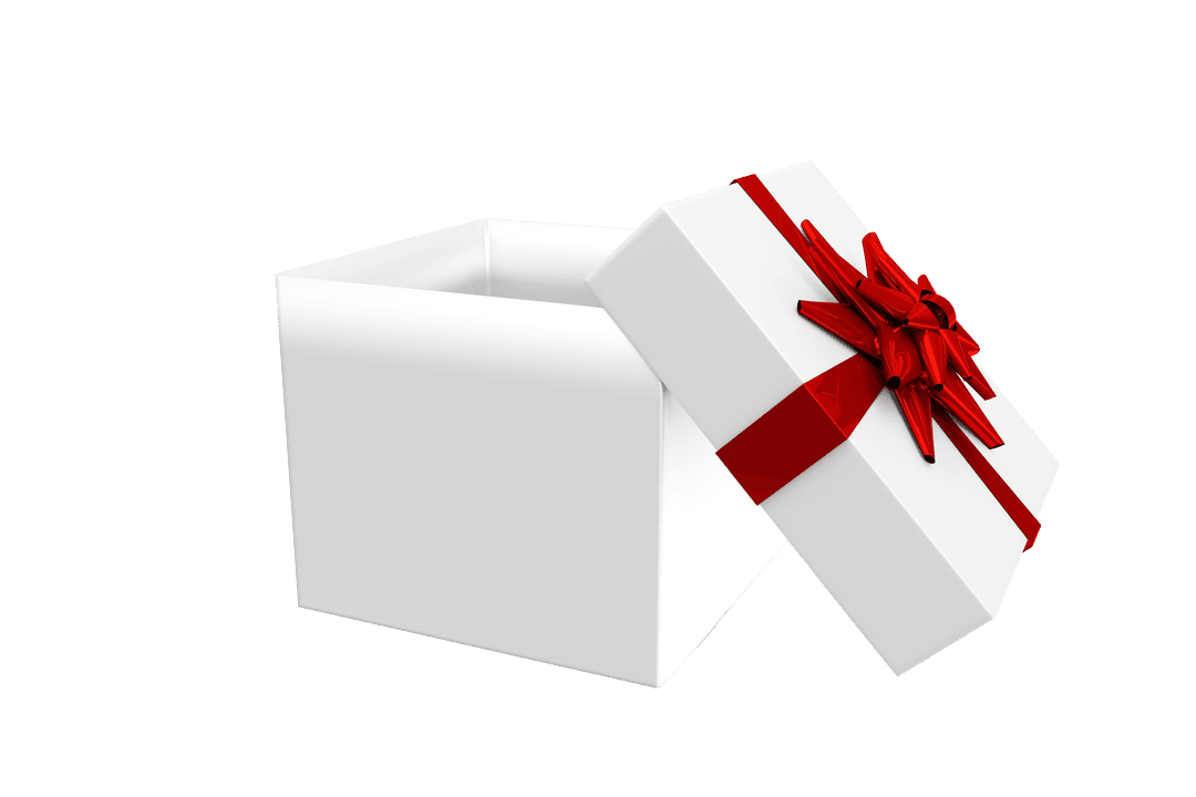 Transparent Gift Box With Red Ribbon Bow Open