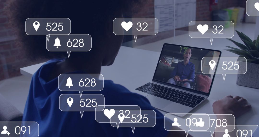 Student Engaging with Virtual Social Media Notifications Online Learning