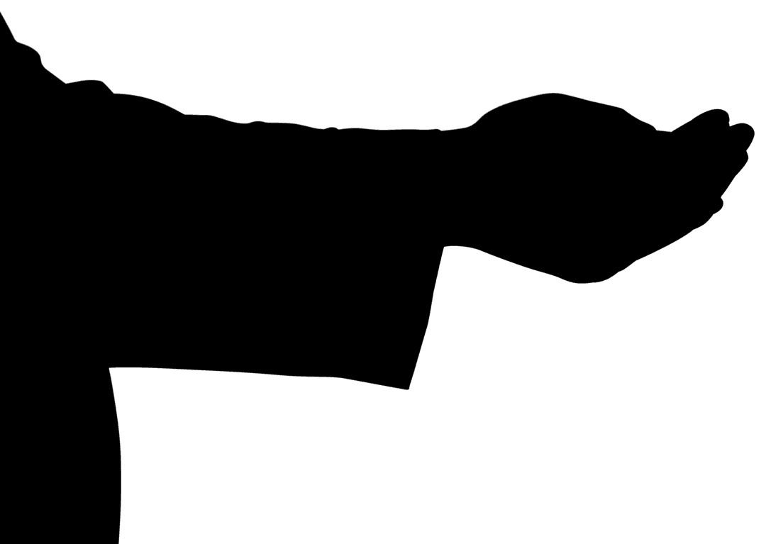 Transparent Silhouette of Man's Joined Hands