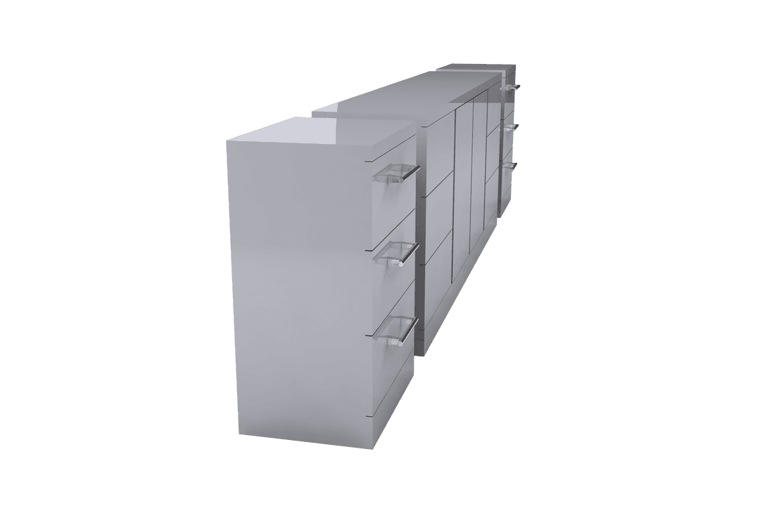 Transparent Bookcase with Drawers Vector Illustration