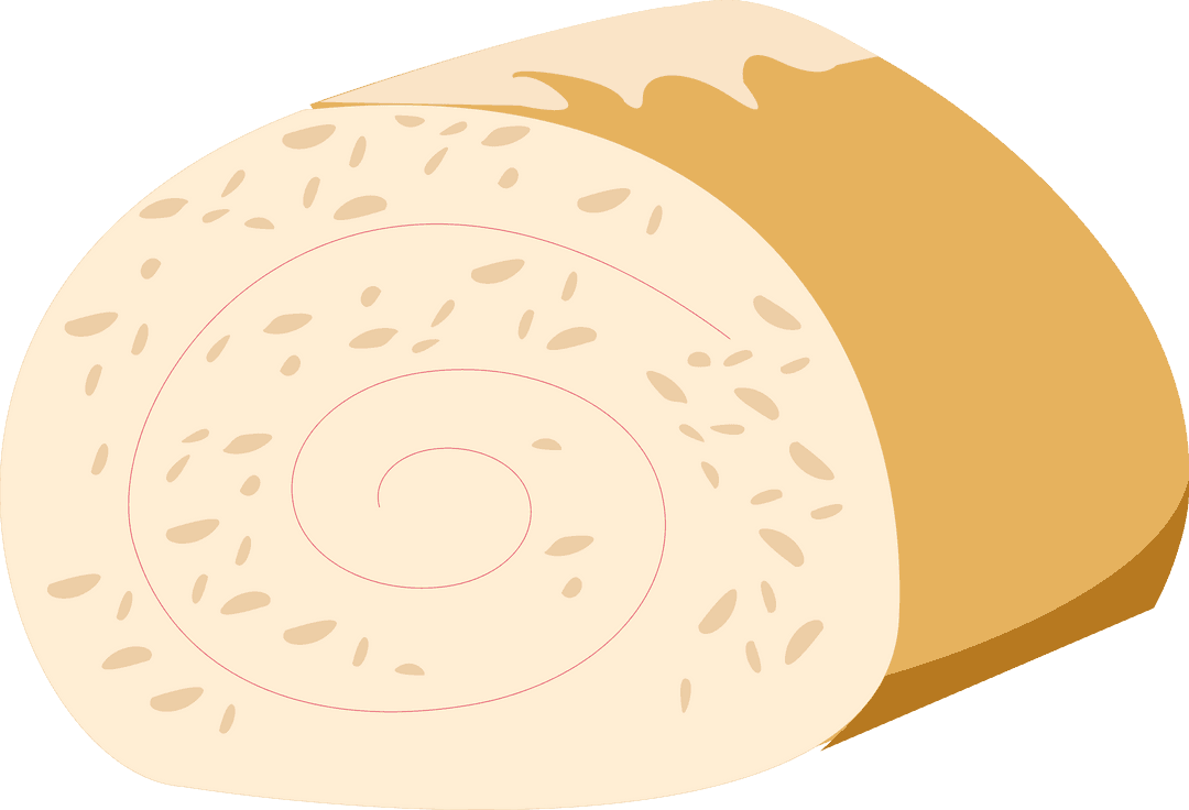 Transparent Swiss Roll Slice with Cream Spiral and Sprinkles Illustration