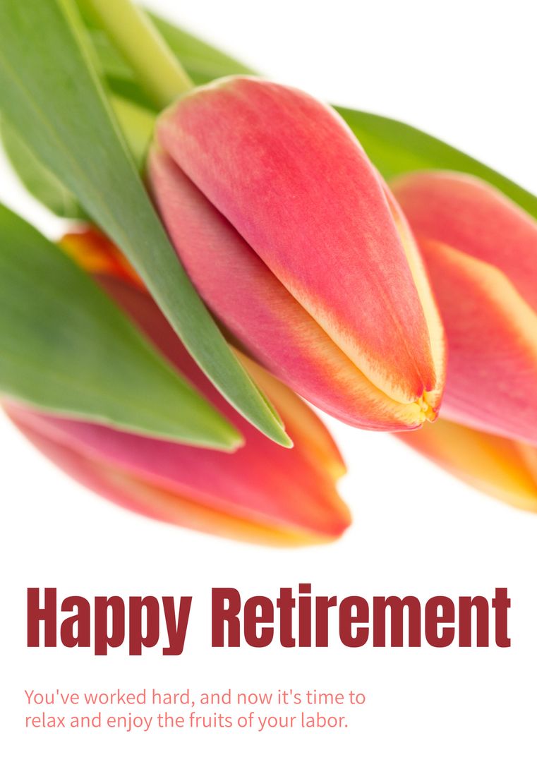 Close-up Vibrant Tulips with Happy Retirement Message - Download Free Stock Templates Pikwizard.com