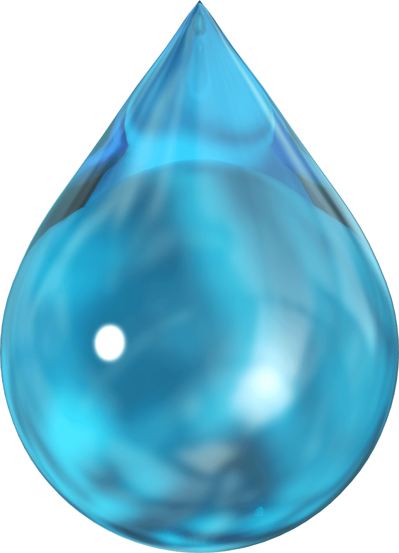 Blue Transparent Water Drop with Shine Effect