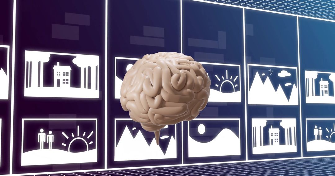 Floating Brain Representing Artificial Intelligence and Innovation