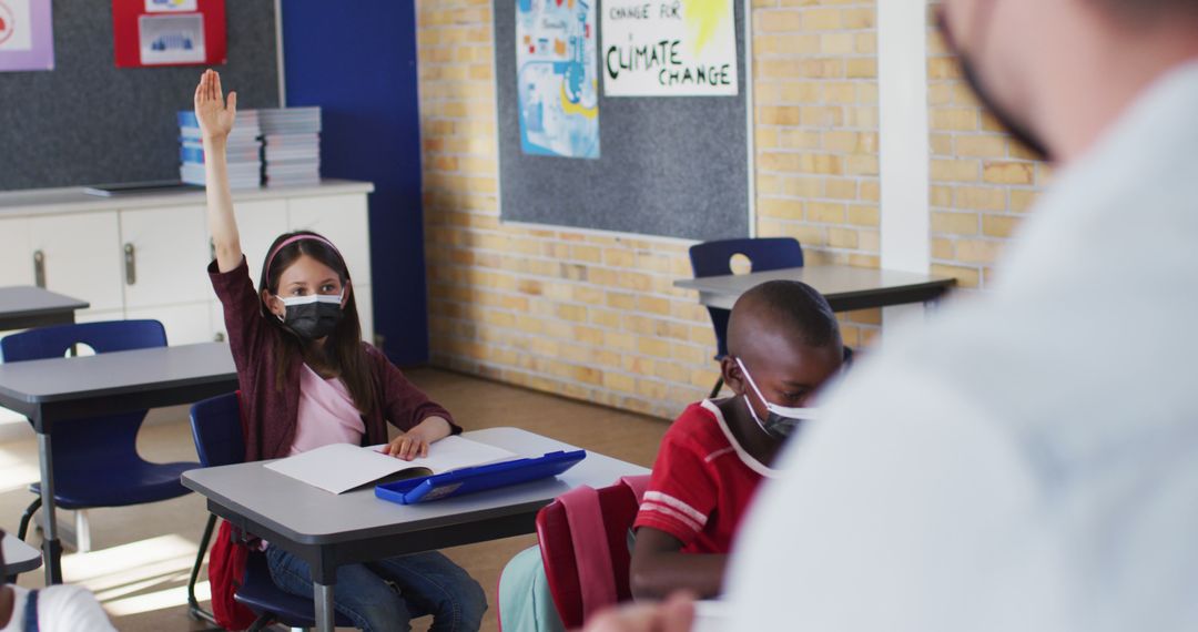 Elementary Students Participating in Classroom Activity During Pandemic - Free Images, Stock Photos and Pictures on Pikwizard.com