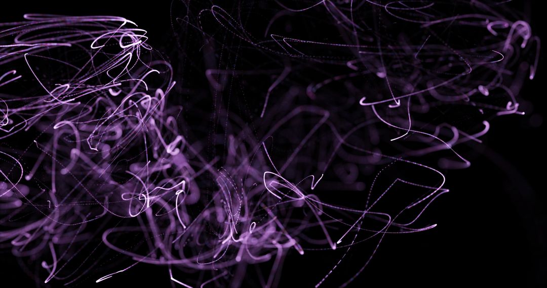 Purple Light Trails on Black Background in Motion