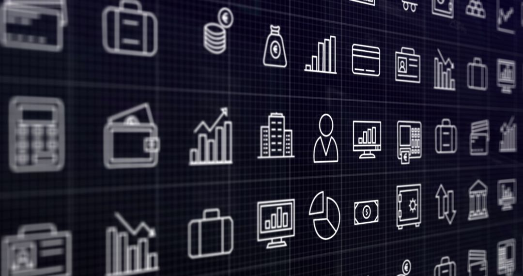Digital Business and Security Icons Interface Display