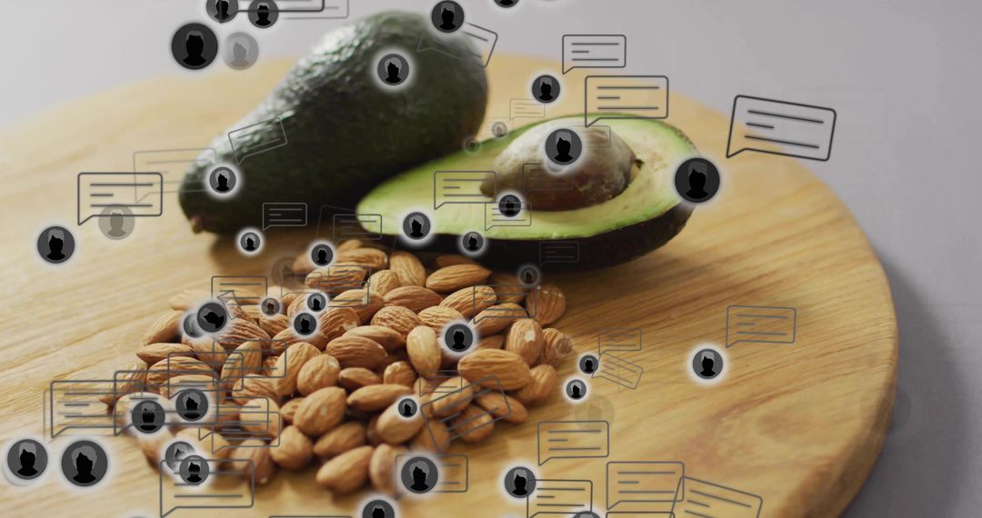 Avocado and Nuts With Digital Floating Icons