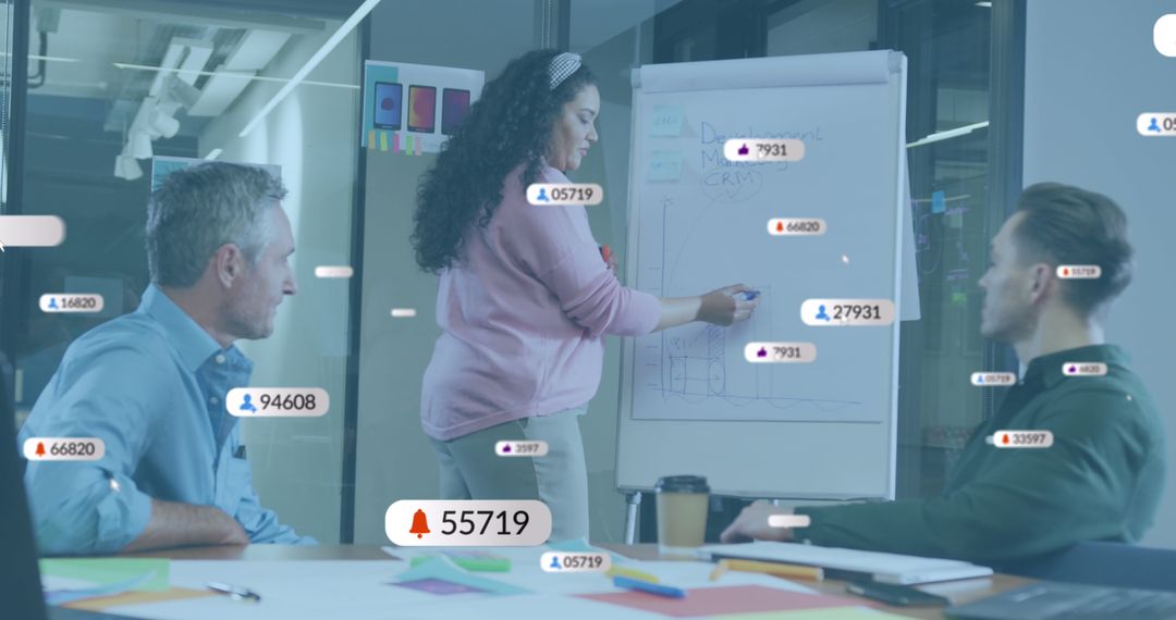 Business Team Analyzing Social Media Statistics in Office Meeting