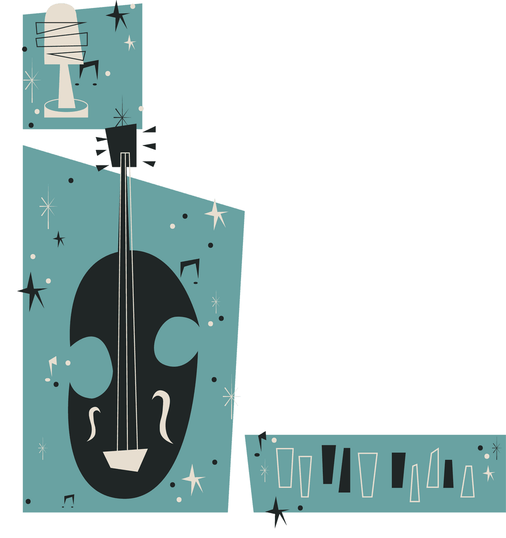 Retro Music Icons on Transparent Canvas with Vibrant Design