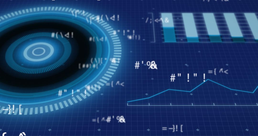 Futuristic Interface with Holographic Charts and Data Visuals