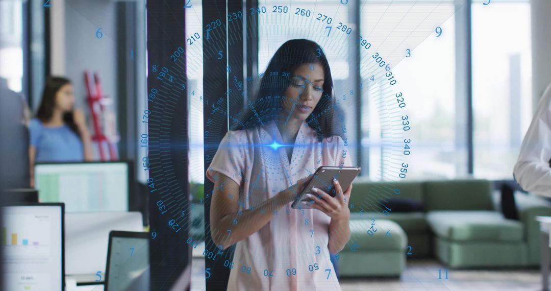 Business Team Engaging in Advanced Data Analysis in Modern Office